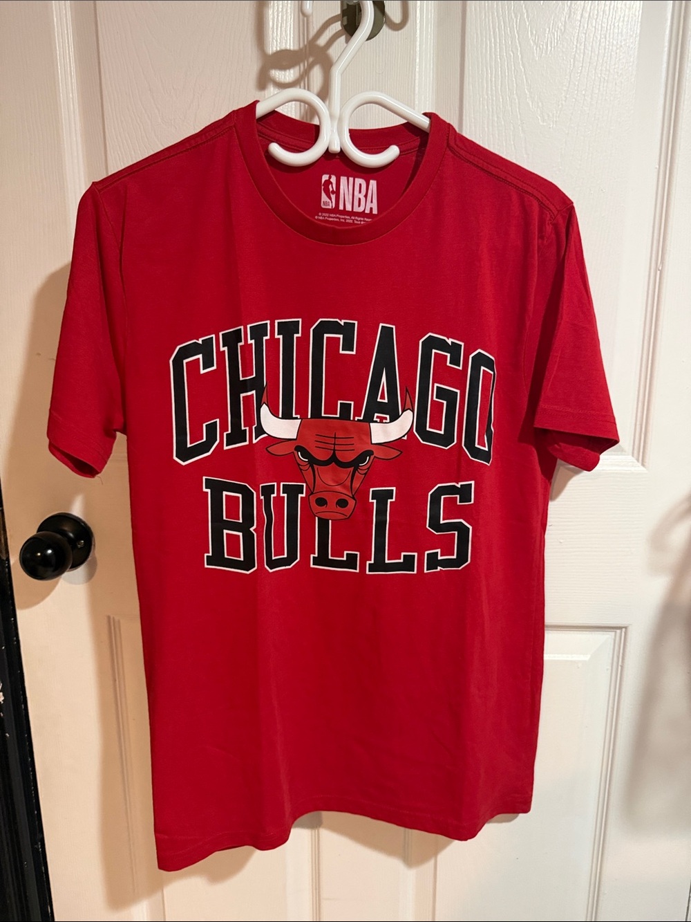 NBA Chicago Bulls Red Tee with Black & White Logo